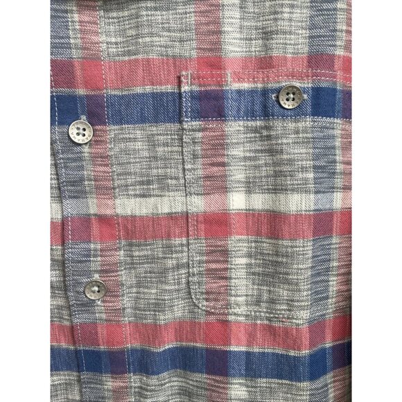 Tommy Bahama Canyon Beach Bonfire Plaid Flannel Shirt Men’s Medium Carbon Grey - Picture 3 of 8